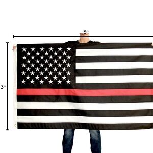 Thin Red Line Firefighter USA American Indoor Outdoor Heavy Duty Large 3x5’ Flag